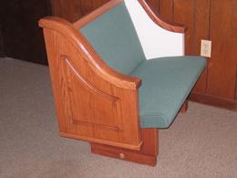 oak cantilevered waterfall pew end