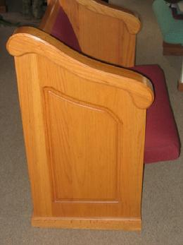 Full length solid oak waterfall pew end